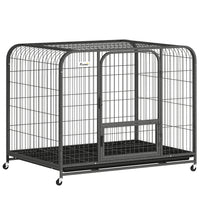 PawHut 43" Large Metal Dog Cage with Wheels-Heavy-duty square steel frame prevents chewing and escapes for total peace of mind
