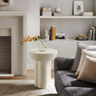 Modway Caspian Round Concrete Side Table - White-MDF Construction