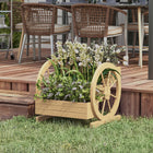 Outsunny 3-Tier Raised Garden Bed - Natural-Crafted of vintage-style wheels to be a unique garden focal point
