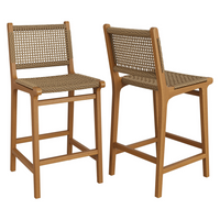 Modway Rowe Outdoor Teak Wood Counter Chairs 2-Piece Set - Natural-2-Piece Set Counter-Height Stools
