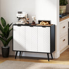 HOMCOM Modern 36" L Sideboard Buffet Cabinet - Black-Made of particleboard frame and pinewood legs for sturdiness
