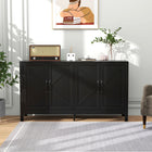 HOMCOM 60" L Farmhouse Kitchen Storage Cabinet - Black-Solid particle board construction, metal hinges, and an anti-tip kit for enhanced stability