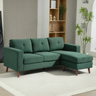 HOMCOM L-Shaped Sectional Sofa with Chaise Lounge - Dark Green-Wrapped in skin-friendly corduroy fabric, combining comfort with textured elegance