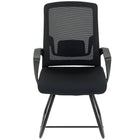 HOMCOM Reception Chair with Lumbar Support and No Wheels - Black-Reinforced steel base with rossbeam support ensures durability and rock-solid stability