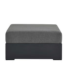 Modway Tahoe Outdoor Patio Powder-Coated Aluminum Ottoman - Grey/Charcoal-Non-Marking Foot Glides