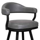 Armen Living Justin 30" Bar Height Swivel Bar Stool in Vintage Grey Faux Leather with Black Metal Legs-4