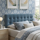 Modway Lily Stain-Resistant Performance Velvet King Size Headboard - Cadet Blue-Biscuit Tufted Design