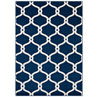 Modway Beltara Chain Link Transitional Trellis Area Rug - 5 ft W x 8 ft L - Moroccan Blue/Ivory-Chain Link TransitionalArea Rug