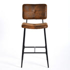 Homy Casa 26" Industrial Counter Bar Stools Vintage Suede Fabric with Black Metal Frame - 4 Pack-Stylish Design: Vintage suede upholstery with an industrial metal frame for a chic, retro look.