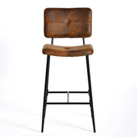 Homy Casa 26" Industrial Counter Bar Stools Vintage Suede Fabric with Black Metal Frame - 4 Pack-Stylish Design: Vintage suede upholstery with an industrial metal frame for a chic, retro look.