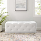 Modway Amour 48" Tufted Button Entryway Faux Leather Bench - White-Dense Foam Padding