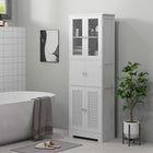HOMCOM Bathroom Storage Cabinet with Louvred Doors and Adjustable Shelf - White-Louvered doors ensure ventilation, keeping contents fresh