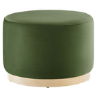 Modway Tilden Large 23" Round Performance Velvet Upholstered Ottoman - Moss Green/Natural-Performance Velvet Upholstery