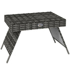 Outsunny Outdoor Rattan Foldable End Table - Mixed Grey-Weather resistant PE Rattan wicker top with plastic board underneath  
