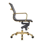 Plata Import Antoni Office Chair PU Leather Upholstery Low Back Gold Frame - Black-Seat 20" W x 18 " D; Back 19.75-17.5" H