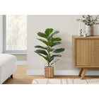 Monarch Specialties 28" Artificial Indoor Fiddle Tree - Floor - Beige Woven Basket-18 real touch, adjustable, green leaves create a lifelike appearance