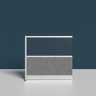 Luxor Modular Wall Extension - 53" W x 48" H - Wide Grey Frame, Frosted Acrylic, Cool Grey PET-Enhances light flow while reducing distractions