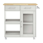 Modway Culinary Kitchen Cart With Towel Bar - White Natural-Assembly Required