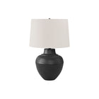 Monarch Specialties 26" H Transitional Table Lamp - Black Metal / Ivory / Cream Shade-Add this 26"h transitional style lamp with an urn shaped black metal base in textured finish, and an ivory linen fabric shade with a round black metal finial on top, for a sophisticated look in a living room, bedroom, or office