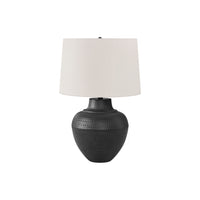 Monarch Specialties 26" H Transitional Table Lamp - Black Metal / Ivory / Cream Shade-Add this 26"h transitional style lamp with an urn shaped black metal base in textured finish, and an ivory linen fabric shade with a round black metal finial on top, for a sophisticated look in a living room, bedroom, or office