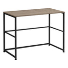 Monarch Specialties 7777 40" Computer Desk - Dark Taupe/Black Metal-Spacious desktop in a chic dark taupe wood-look laminated finish