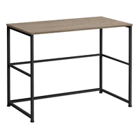 Monarch Specialties 7777 40" Computer Desk - Dark Taupe/Black Metal-Spacious desktop in a chic dark taupe wood-look laminated finish