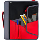 Hilroy 2" 3 Ring Pandora Zipper Binder - Red/Black-Full Zipper Closure - Keeps contents secure and protected during transport