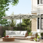 Outsunny Double-Sided Patio Umbrella - Cream White-Large canopy for lots of protection, top vents to prevent wind build-up