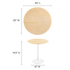 Modway Lippa 20" Round Wood Side Table - White Natural-Wood Grain Veneer and MDF Tabletop