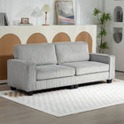 HOMCOM 3 Seater Sofa with Spring Cushion and Cup Holder for Bedroom - Light Grey-23.6" (60 cm) deep seat cushions provide large sitting area