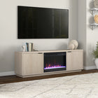 Hudson&Canal Mansfield TV Stand with 26" Crystal Fireplace for TV's up to 78" - Alder White-Features easy assembly
