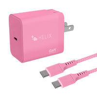 Helix USB-C + USB-A Wall Charger with Cable - 40W - Pink-40 Watt