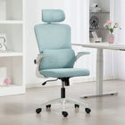 Vinsetto High Back Office Chair with Rotatable Headrest, Lumbar Back Support - Light Blue-The headrest can move up or down, rotate, removable