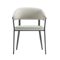 Manhattan Comfort Belle 22.4" Modern Textured Leatherette Upholstered Dining Chair - Oatmeal -Modern Dining Chair for Dining Room and Task Use