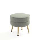 Manhattan Comfort Bailey 18.11" Mid-Century Modern Polyester Blend Upholstered Ottoman - Sage Green with Gold Legs-30 Day Limited Manufacturer's Warranty
