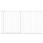PawHut 30"- 57" Extra Wide Dog Gate with Double Locking System - White-Bottom lock block for added stability