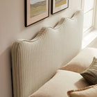 Modway Athena Striped Fabric Upholstered Queen Size Headboard - Oatmeal Stripe-Wood Blend Frame