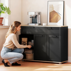 HOMCOM 40" Modern Sideboard Buffet Cabinet with Drawers & Storage Doors - Black-Adjustable hinges for precise door alignment