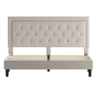 Flash Furniture Roxbury King Size Tufted Upholstered Platform Bed - Beige Fabric-15 Wood Support Slats