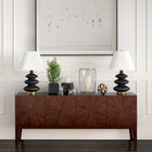 Hudson&Canal Carleta 26.5" Tall Triple Gourd Table Lamp with Fabric Shade - Matte Black/White-Paired with a white empire fabric shade