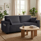 HOMCOM 86" Corduroy 3 Seater Sofa Couch with Spring Cushion - Dark Grey-Matching pillows provide extra lumbar or neck support for optimal relaxation  