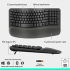 Logitech Wave Keys and Lift Vertical Ergonomic Wireless Keyboard and Mouse Combo - Graphite-Relax into focus: Customize your workflow with the Logi Options+ app and enjoy whisper-quiet clicks plus a SmartWheel that seamlessly adjusts scrolling speed to match the pace of your flicks