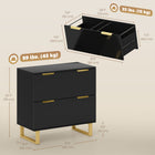 HOMCOM 2 Drawer File Cabinet with Adjustable Rails for Letter/A4/Legal Size Files- High Gloss Black-Smooth and silent slides for a noise-free experience