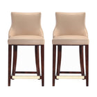 Manhattan Comfort Shubert 22.64" Modern Leatherette Upholstered Counter Stool - Tan - 2 Pack-Modern Counter Stool with Backseat Perfect for Counter and Kitchen Use. Set of 2