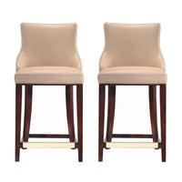 Manhattan Comfort Shubert 22.64" Modern Leatherette Upholstered Counter Stool - Tan - 2 Pack-Modern Counter Stool with Backseat Perfect for Counter and Kitchen Use. Set of 2