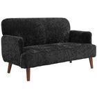 HOMCOM 2 Seater Sofa Couch with Thick Padding and Wood Legs - Black-Padded seat with armrests enhances comfort during long sittings