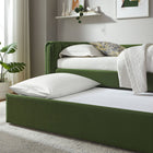 Modway Veyla Channel Tufted Performance Velvet Twin Daybed with Trundle - Moss Green-Wood Slat Support System