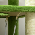 PawHut 56" Large Cat Tree Tower with Hammock - Green-Material: Particle Board, Flannel (100% polyester), Sisal Rope 