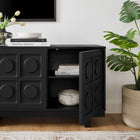 Modway Knox 71 Inch TV Stand - Black-Adjustable Interior Shelves