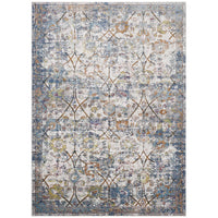 Modway Minu Distressed Floral Lattice Area Rug - 5 ft W x 8 ft L - Light Blue Yellow/Orange-Distressed Floral Lattice Area Rug